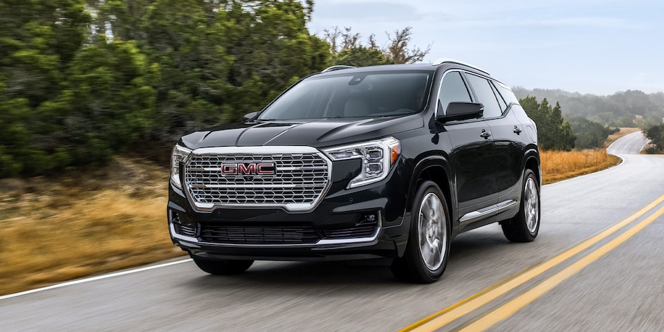 The GMC Terrain Driving On-Road with Chrome Accents
