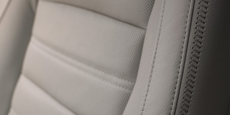 Close-Up on the French-Stitched Front Seats of the GMC Terrain