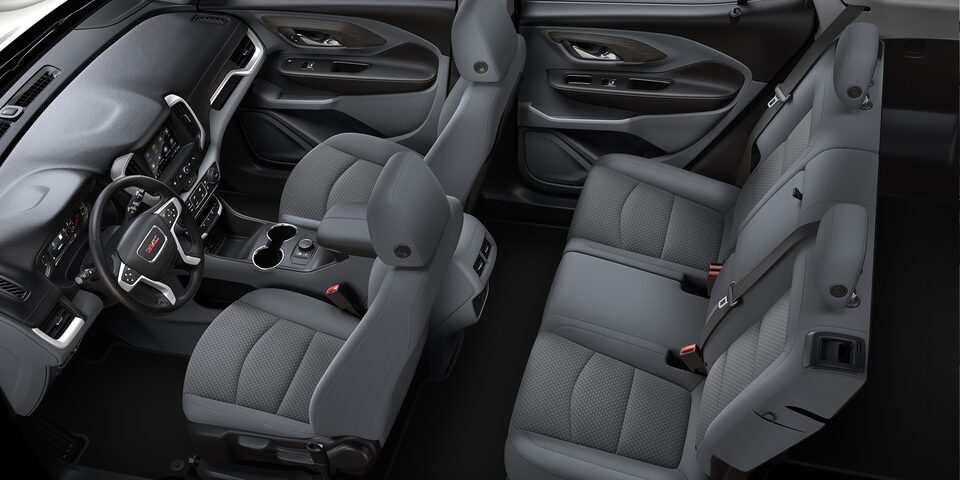 A Driver's Side Overhead Shot of the Medium Ash Gray and Jet Black GMC Terrain Interior