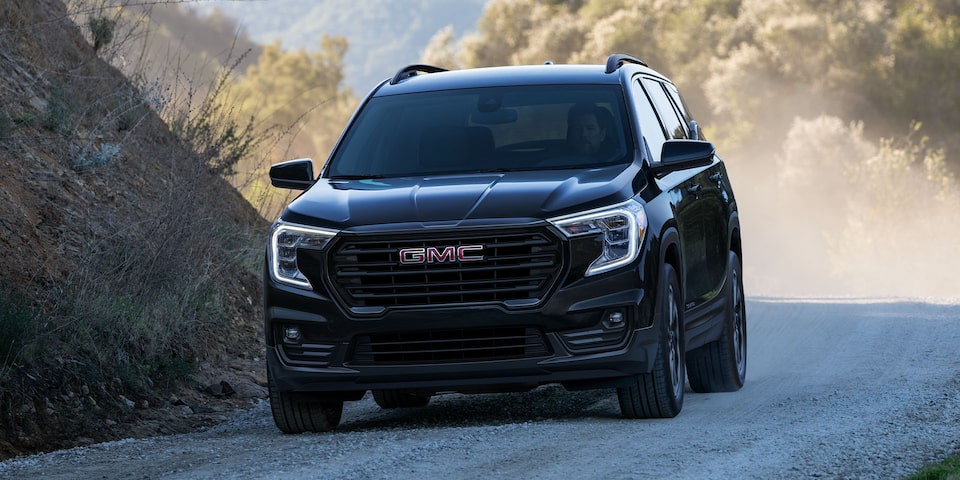 A Head-On Shot of the GMC Terrain Kicking Up Dirt