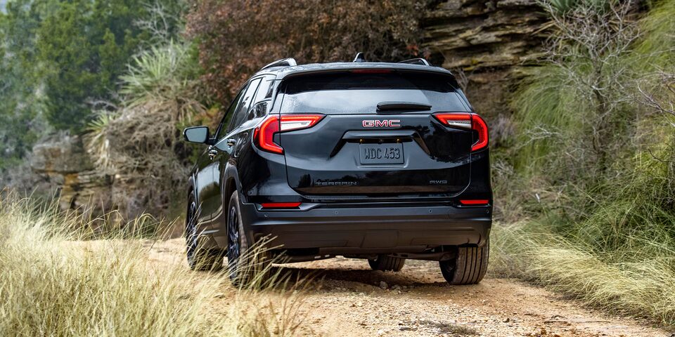A Rear Shot of the GMC Terrain Driving Off-Road
