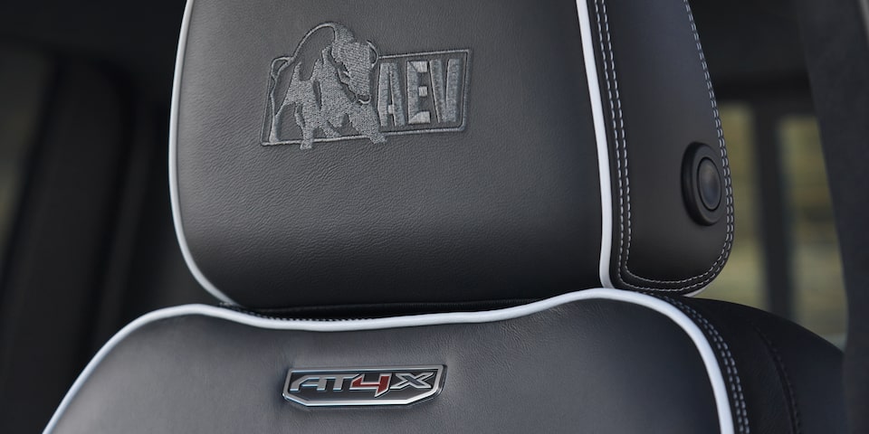The Iconic AEV Stitching in the Headrest of the Sierra HD AT4 AEV Edition
