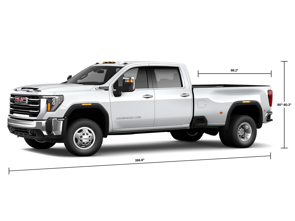 A Specifications Shot of the GMC Sierra HD SLT 3500 Crew Cab Dually