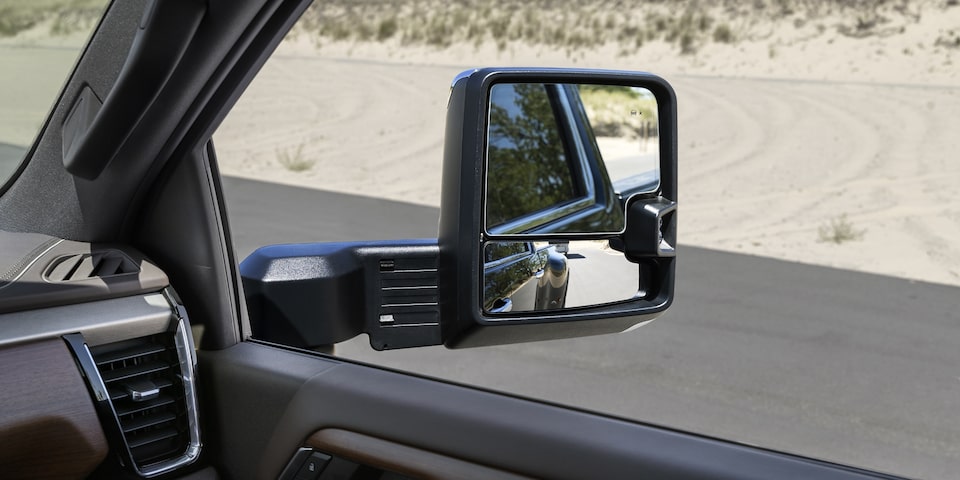 A Passenger's View of the Side Mirror on the GMC Sierra HD Pro