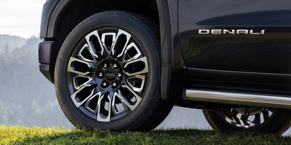 Close-Up on the GMC Sierra LD Denali Tire and Rim