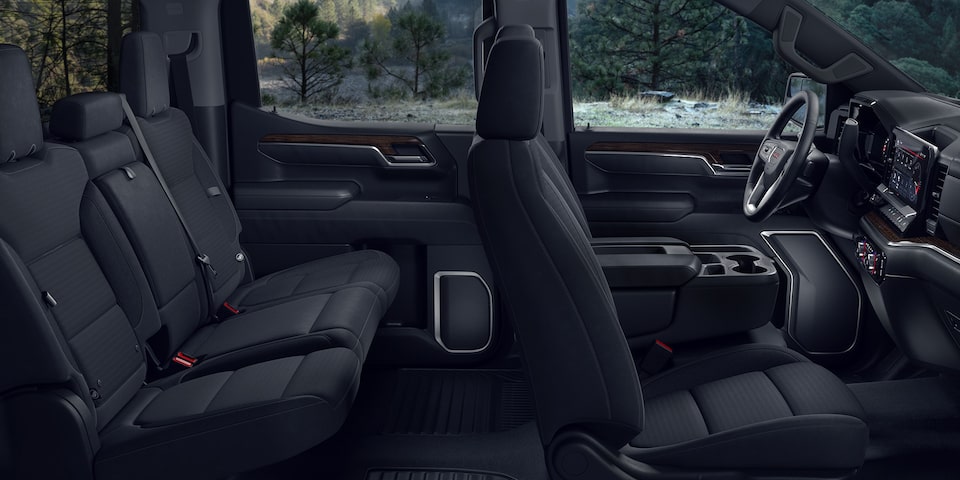 Interior Side View of the Black Interior of the 2024 GMC Sierra LD