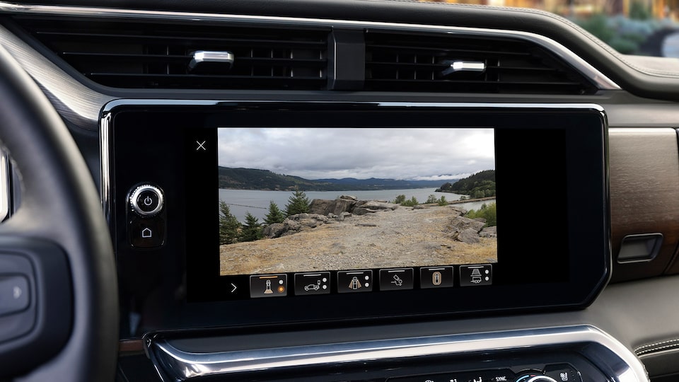 One of the Camera Views of the 2024 GMC Sierra LD Shown on the Display Screen