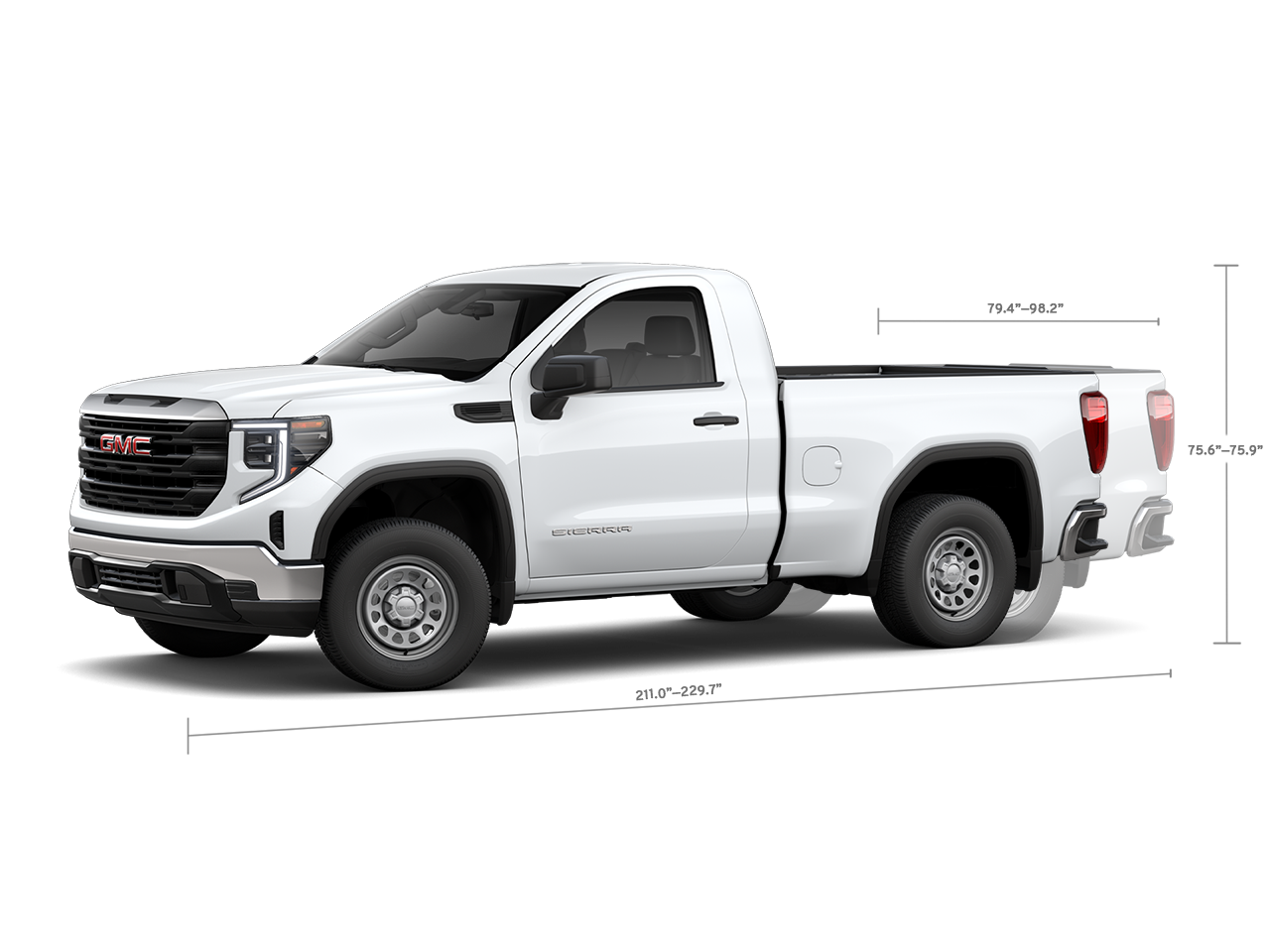 Side Profile View of the 2025 GMC Sierra 1500 Pickup Truck with a Regular Cab