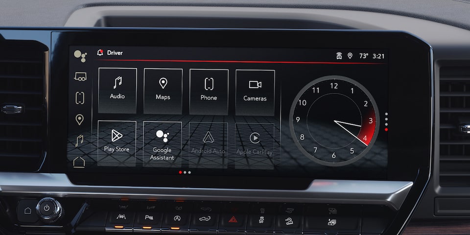 Close-up Interior View of the 2024 GMC Sierra 1500 SLE Infotainment System