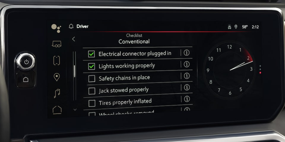 The 2024 GMC Sierra 1500 In-Vehicle Trailering App on Display Screen