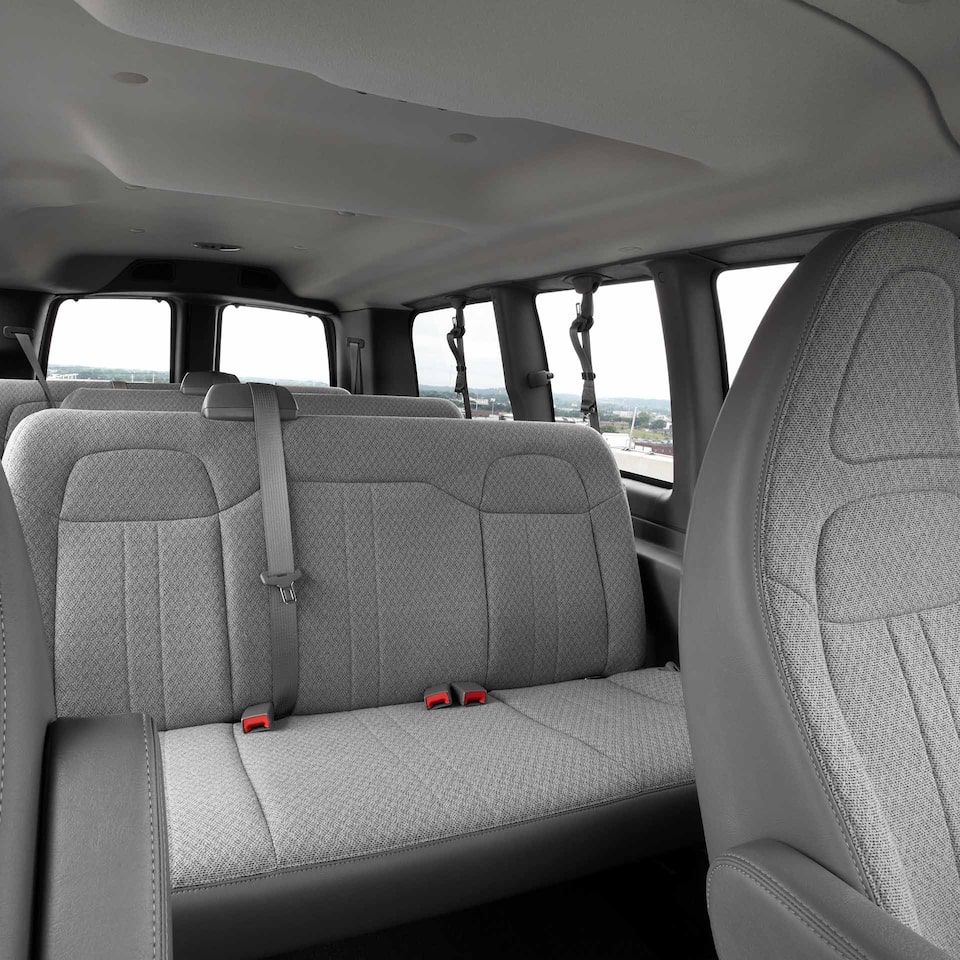 A Front Passenger's View of the Rear Interior of the GMC Savana Passenger