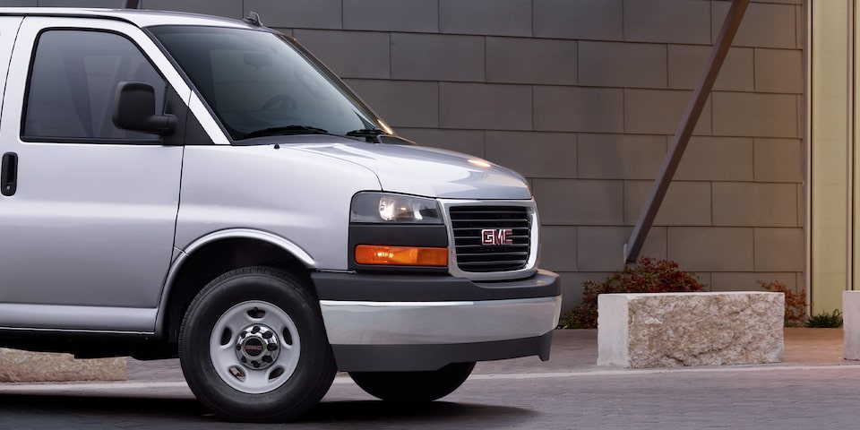 Close-Up on the Windows of the GMC Savana Passenger