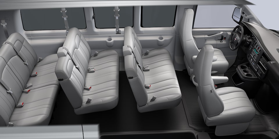 A Front Passenger View of the GMC Savana Passenger Interior