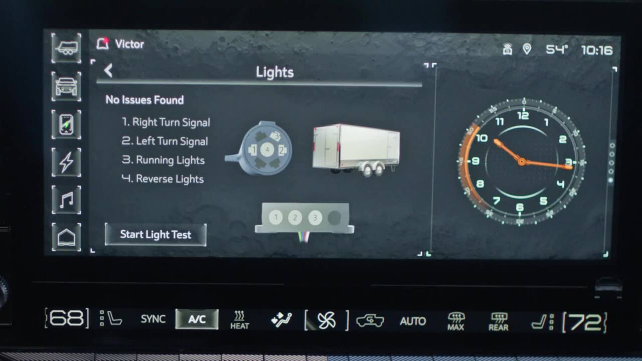 Close-Up View of the 2025 Hummer EV Prograde Trailering Feature on the Infotainment Screen