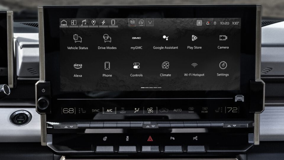 Close-Up View of the 2025 Hummer EV In-Vehicle Apps Menu on the Infotainment Screen