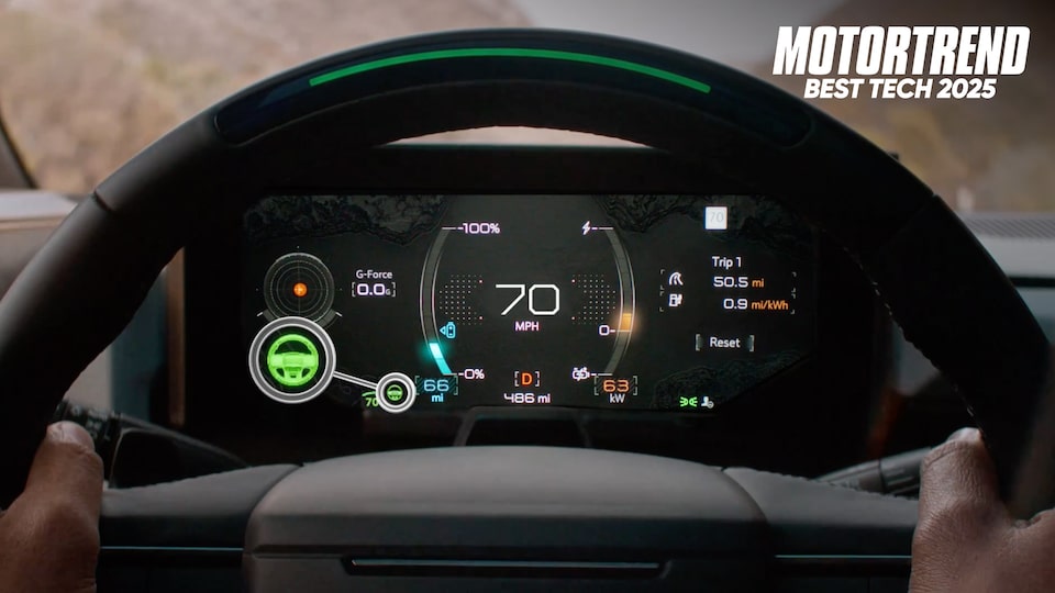 Driver’s View of the Steering Wheel and the Speedometer for the 2025 GMC Hummer EV SUV