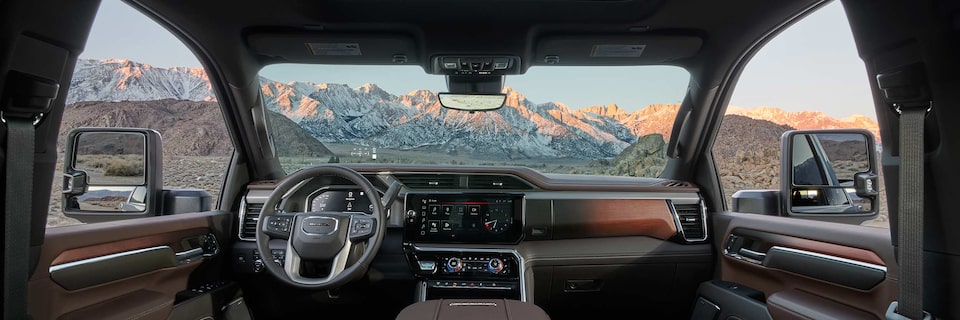 Wide Interior View of a 2025 GMC Sierra HD Denali Truck