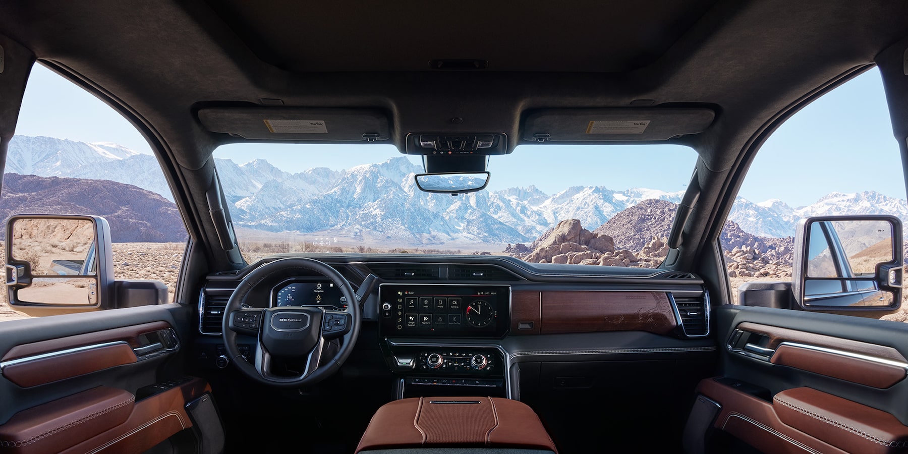 2025 gmc sierra hd with dark brown leather interior