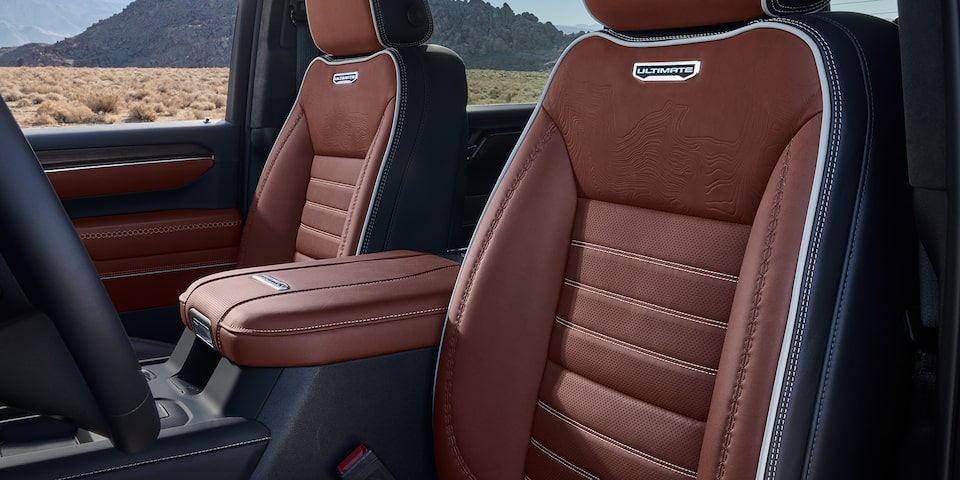 Close-Up View of the Seating in a 2025 GMC Sierra HD Truck