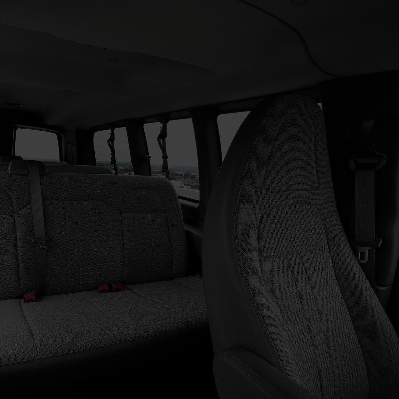 Interior View of the Seating in a 2026 GMC Savana Passenger Van