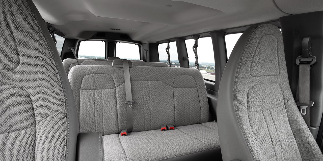 Interior View of the Seating in a 2026 GMC Savana Passenger Van