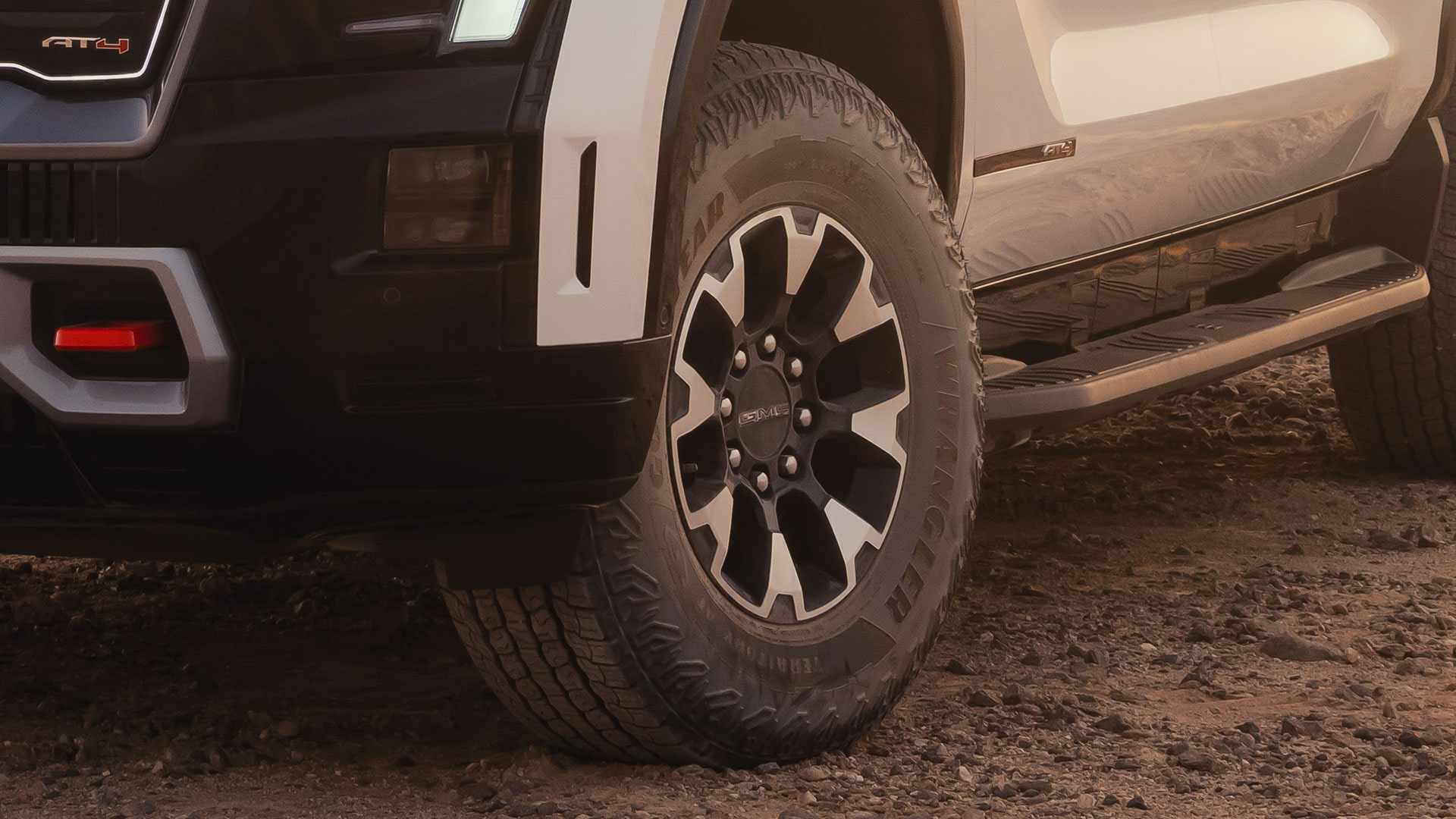 Close-up of the Bold Tires on the 2026 GMC Sierra EV AT4