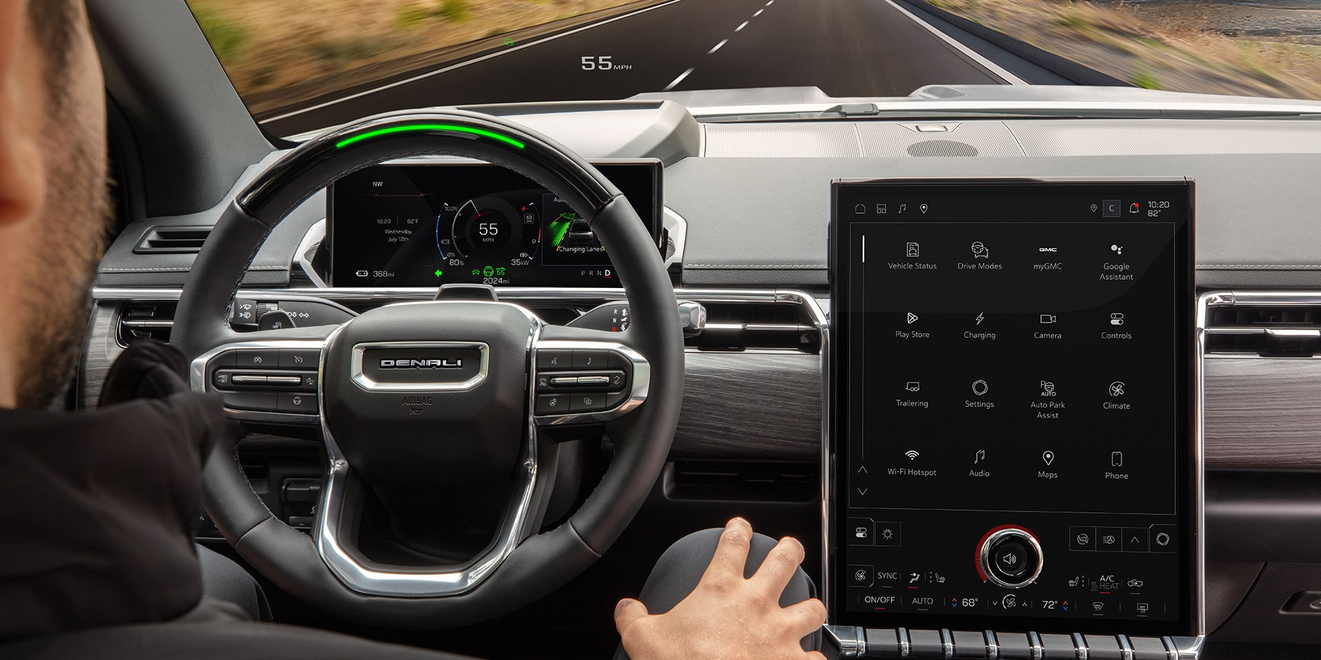 Over the Shoulder View of the Driver of the 2026 GMC Sierra EV AT4 Using Super Cruise Technology
