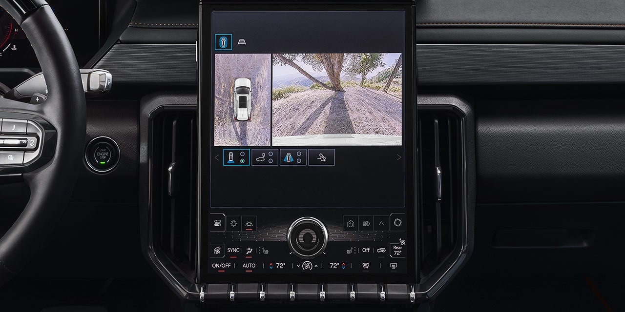 Close-up of one of the 9 Available Camera Views on the Infotainment System in the 2026 GMC Acadia Mid-Size SUV