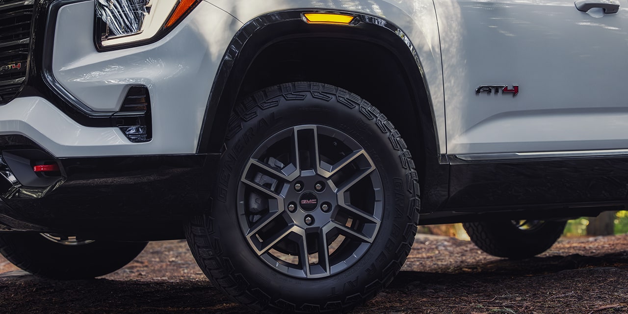 Close-up of the Tire and Rim on the 2026 GMC Terrain AT4 Small Off-Road SUV
