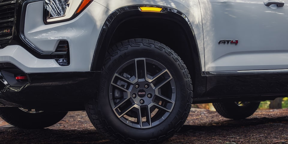 Close-up of the Tire and Rim on the 2026 GMC Terrain AT4 Small Off-Road SUV