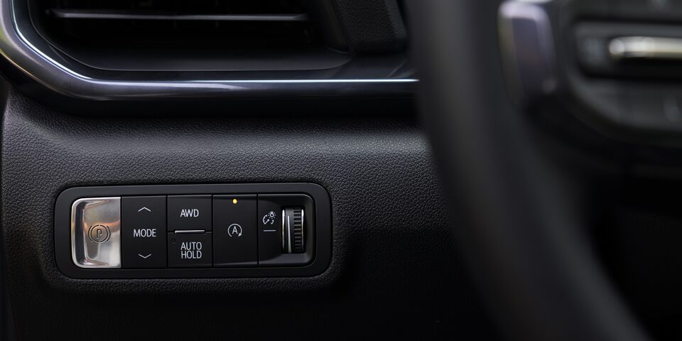Close-up of the Five Selectable Driver Modes in the 2026 GMC Terrain Denali Luxury SUV