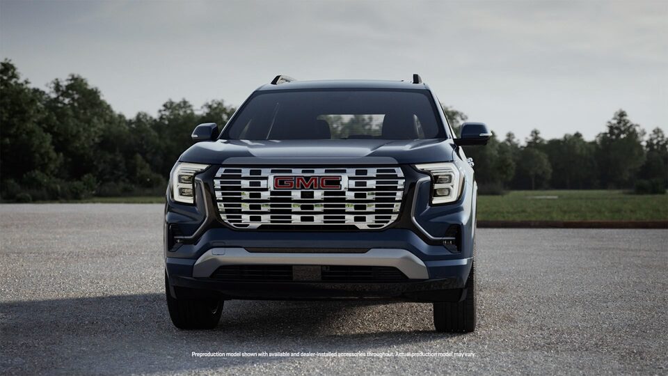 Front View of the 2026 GMC Terrain Denali Luxury Compact SUV