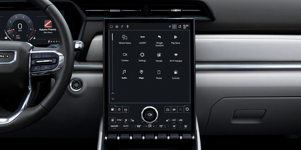 Close-up of the 15 Inch Diagonal Premium GMC Infotainment System in the 2026 GMC Terrain Denali