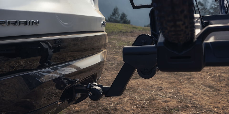 Close-up View of a Trailer Hitched to a GMC Terrain Small SUV