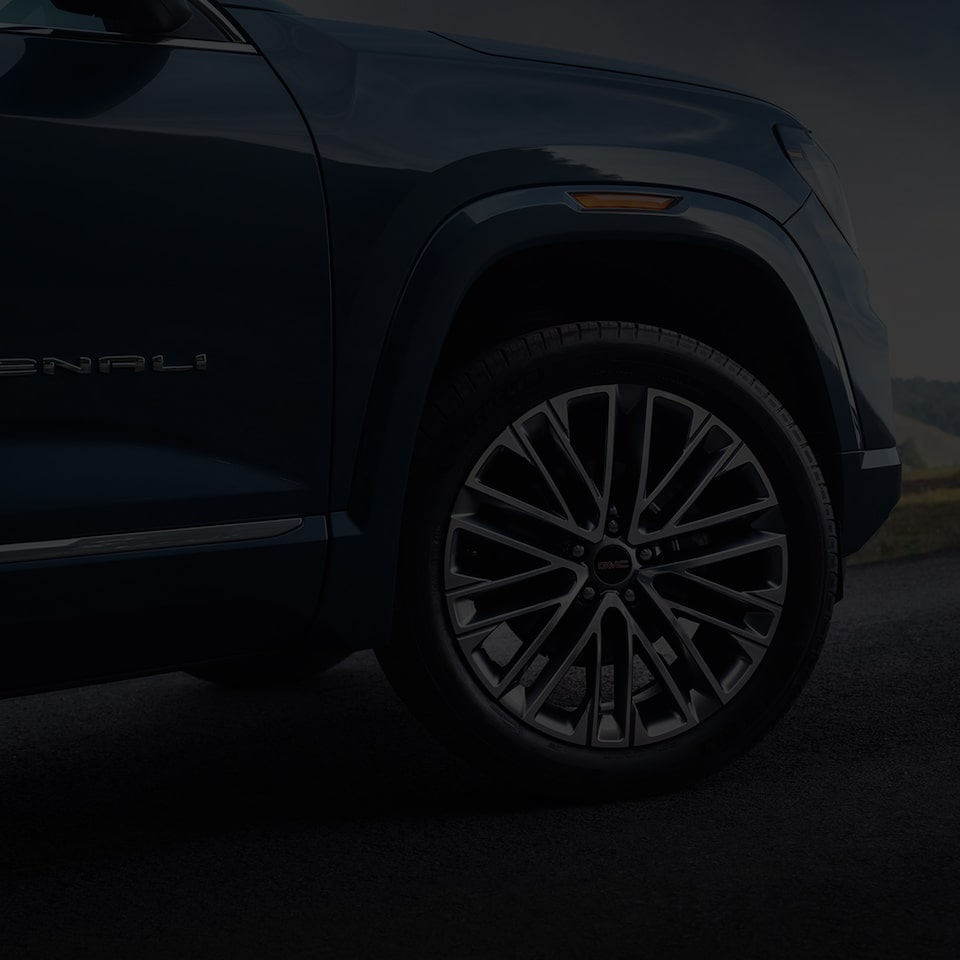 Close-up of the Rim and Denali Badging on the GMC Terrain Luxury Compact SUV