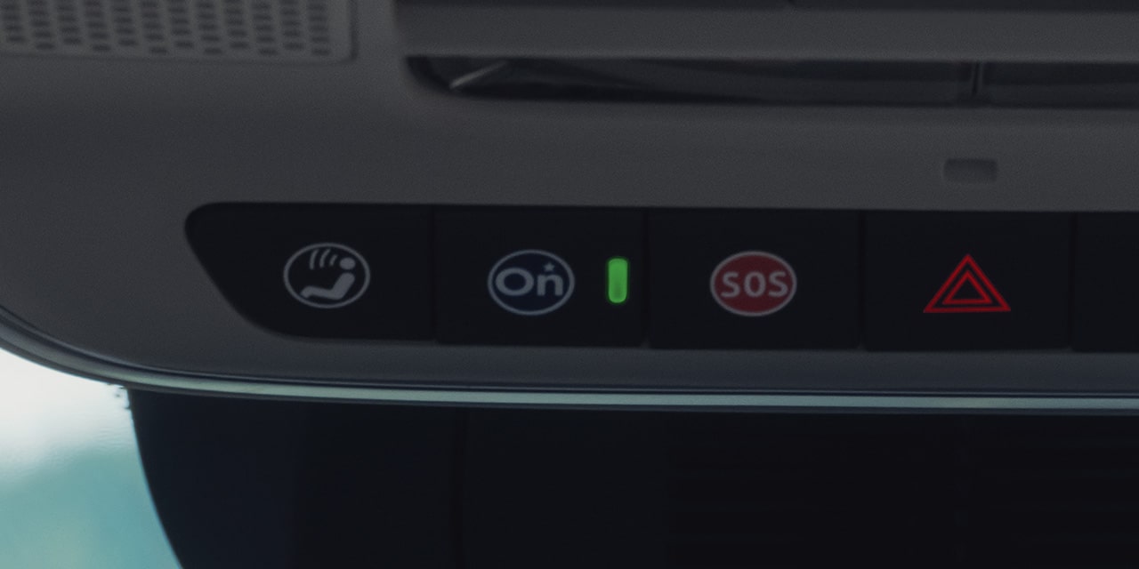 Interior Cloe-up view of the OnStar in-Vehicle Buttons
