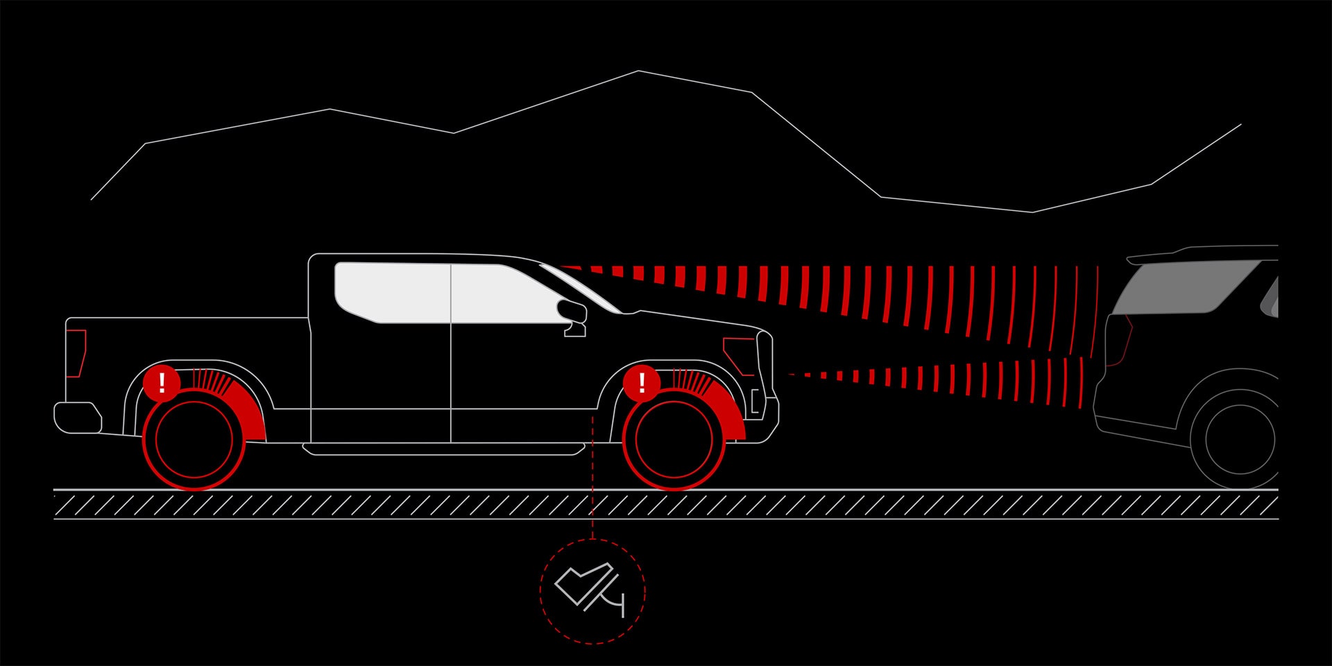 A 2027 GMC Sierra EV Utilizes Emergency Braking to Maintain Superior Control and Safety