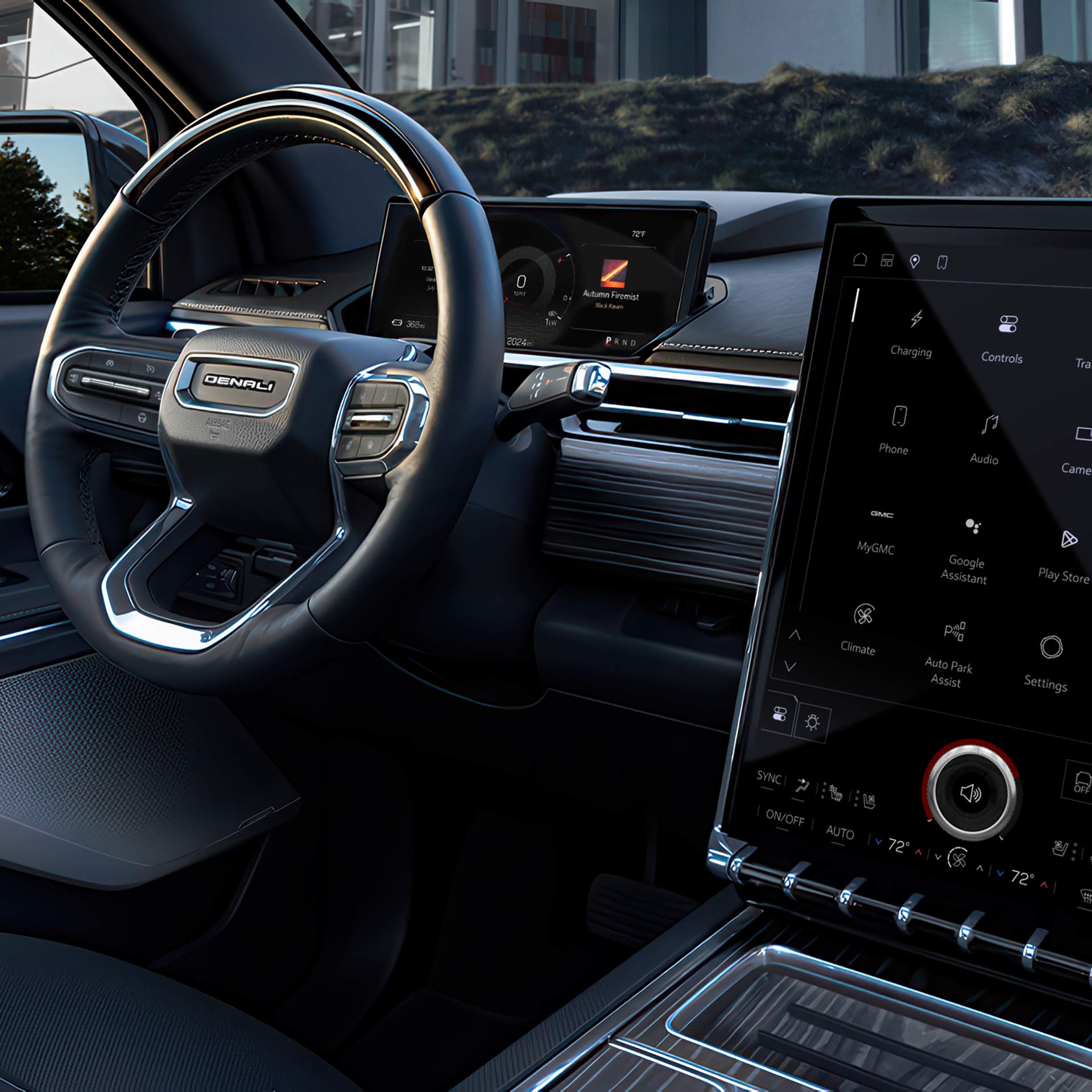 A Premium GMC Sierra EV Denali Interior Displays Advanced Technology and Professional Grade Craftsmanship