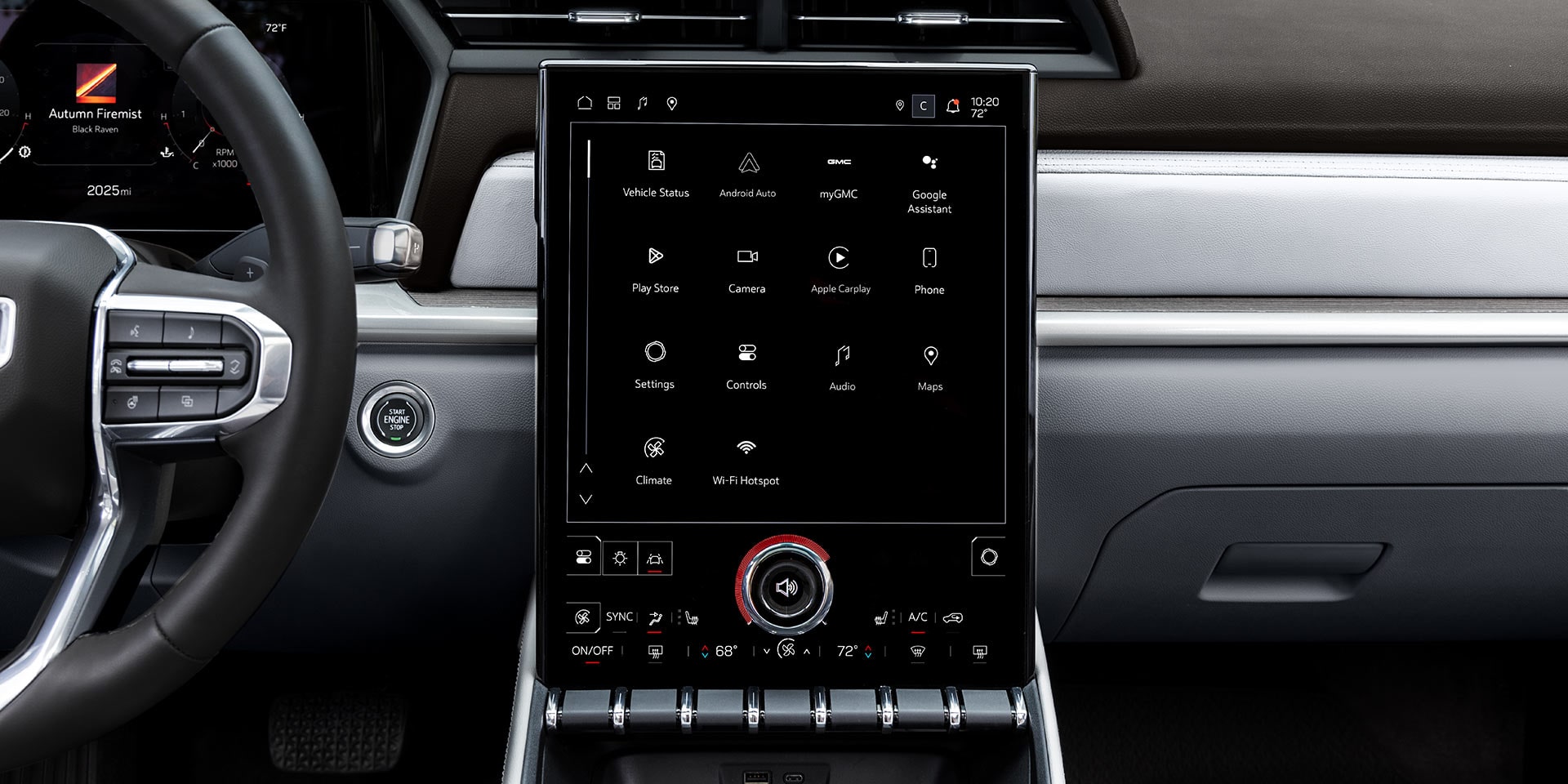 A GMC Dashboard with a Large Central Infotainment Screen and Physical Climate Control Buttons