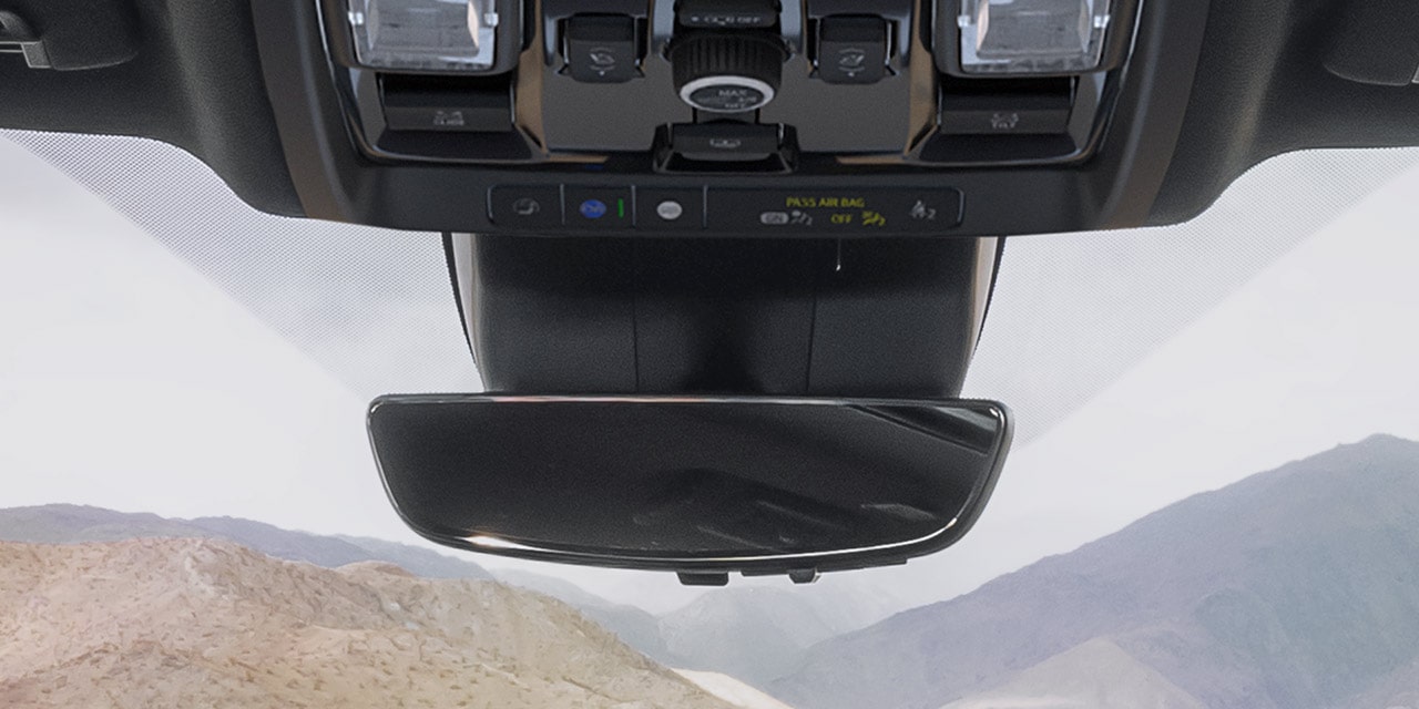 Overhead Console and Rearview Mirror with a Passenger Air Bag Off Indicator in the 2027 GMC Yukon