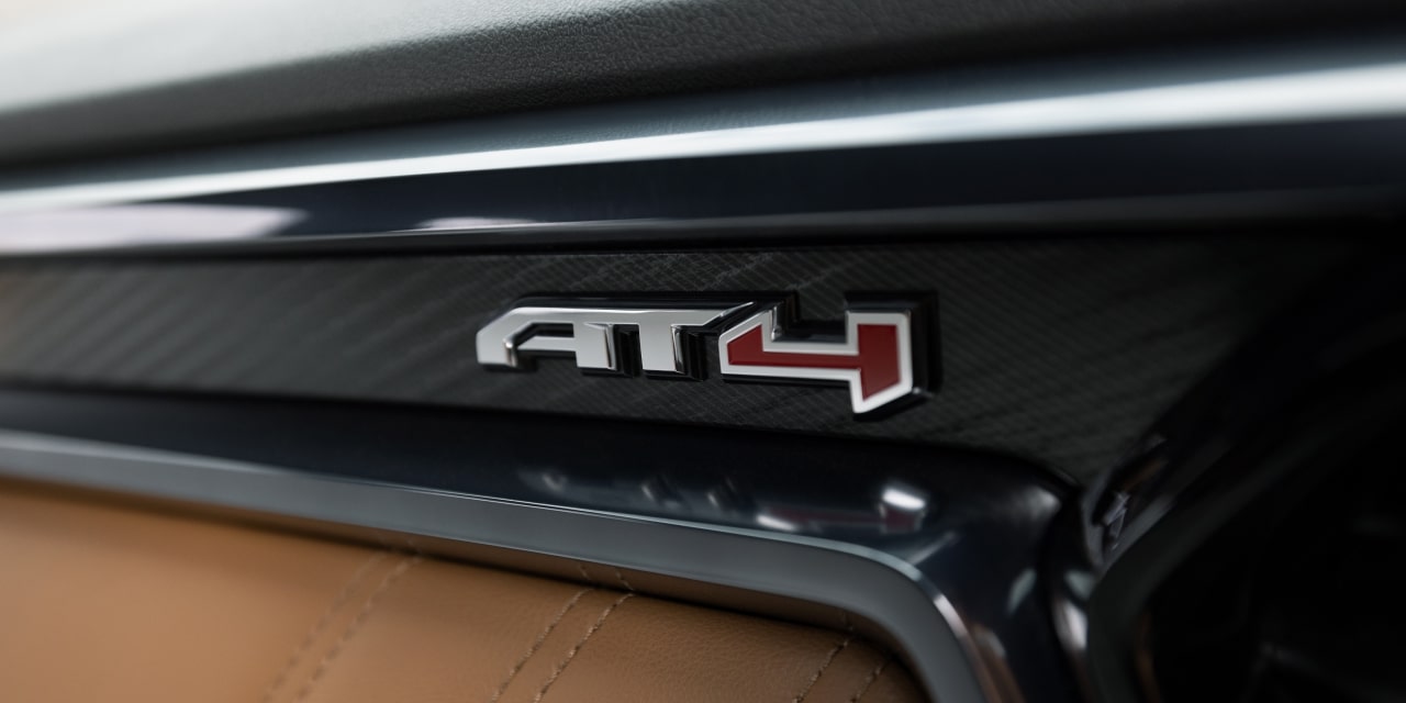 The AT4 Trim Badge on the Dashboard of a 2027 GMC Canyon