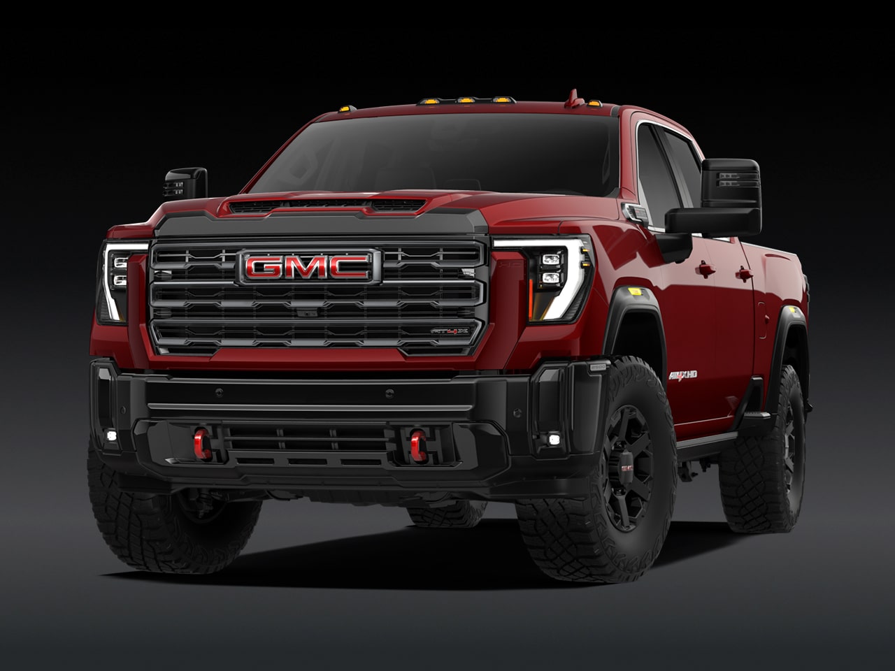 A Front View of the Red 2027 GMC Sierra HD AT4X