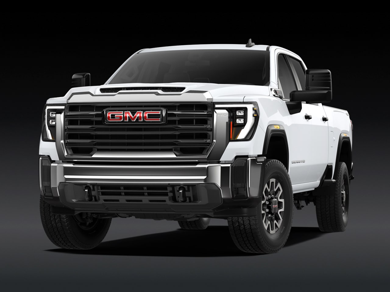 A Front View of the White 2027 GMC Sierra HD Pro