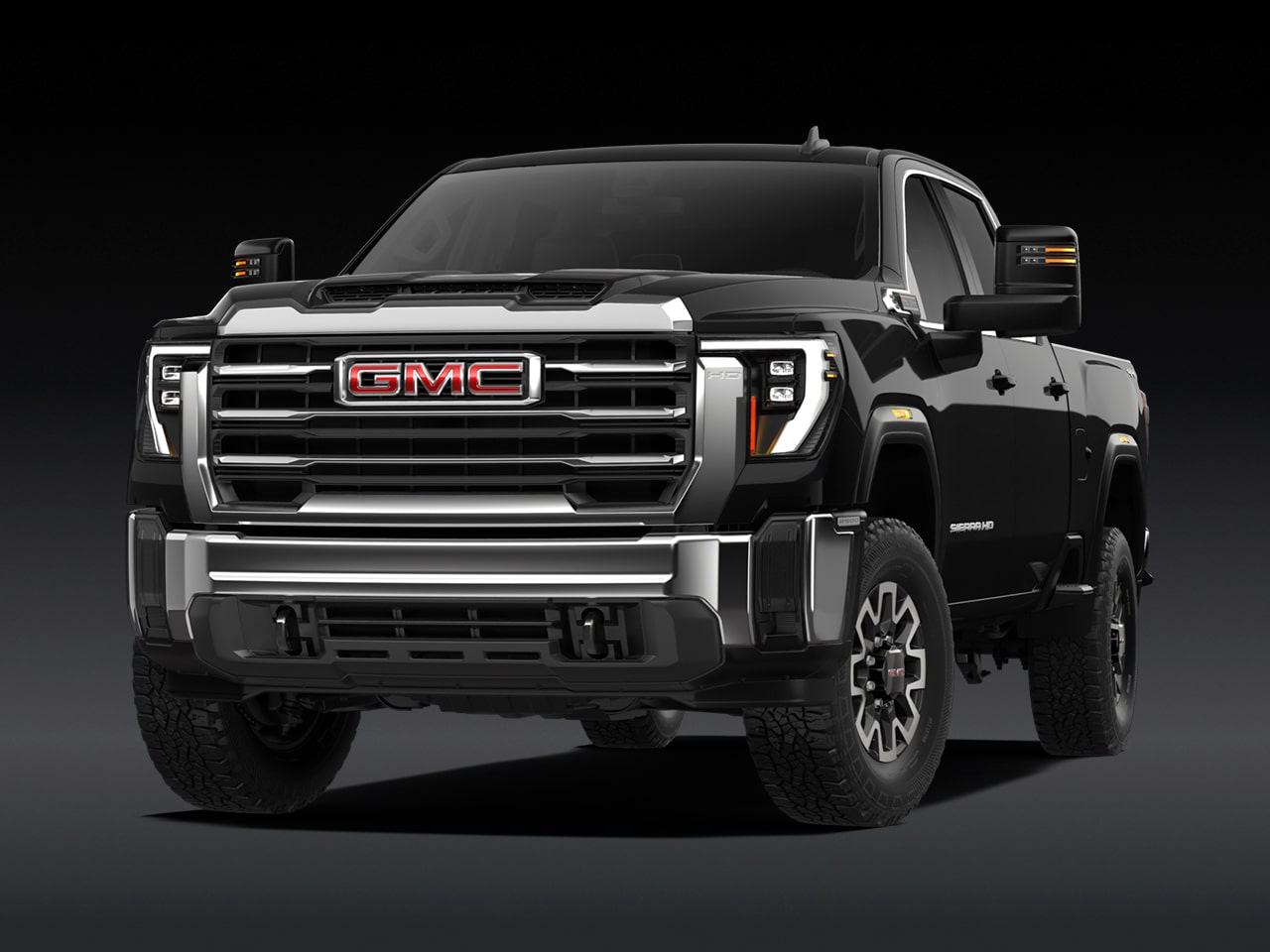 A Front View of the Black 2027 GMC Sierra HD SLE