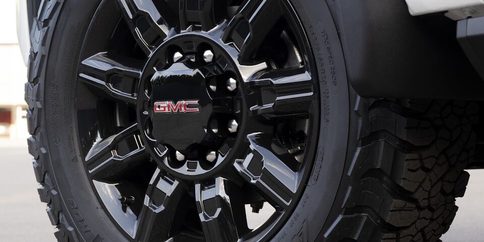 Closeup on the Stylish Wheel and Rim of the GMC Sierra HD AT4