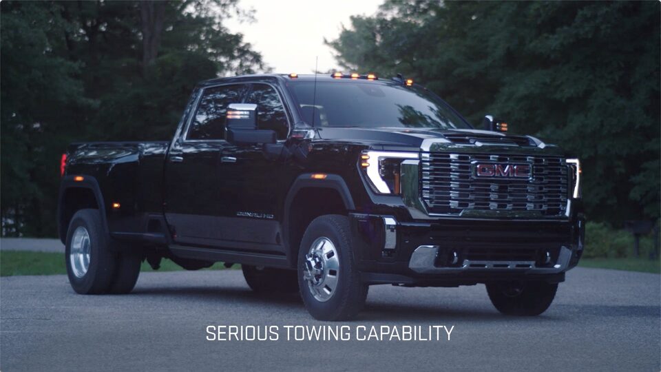 The Parked GMC Sierra HD with text saying "Serious Towing Capability"