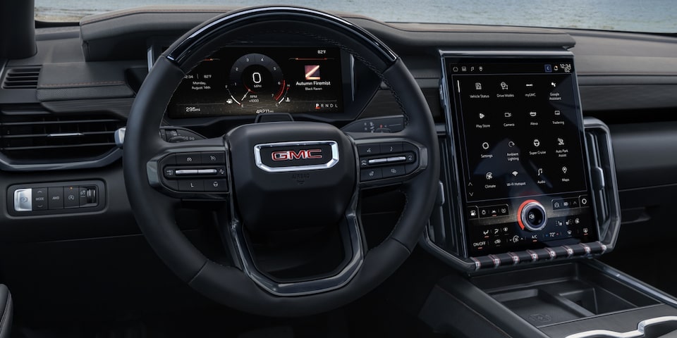 Close-Up on the Heated Steering Wheel on the 2024 GMC Acadia AT4
