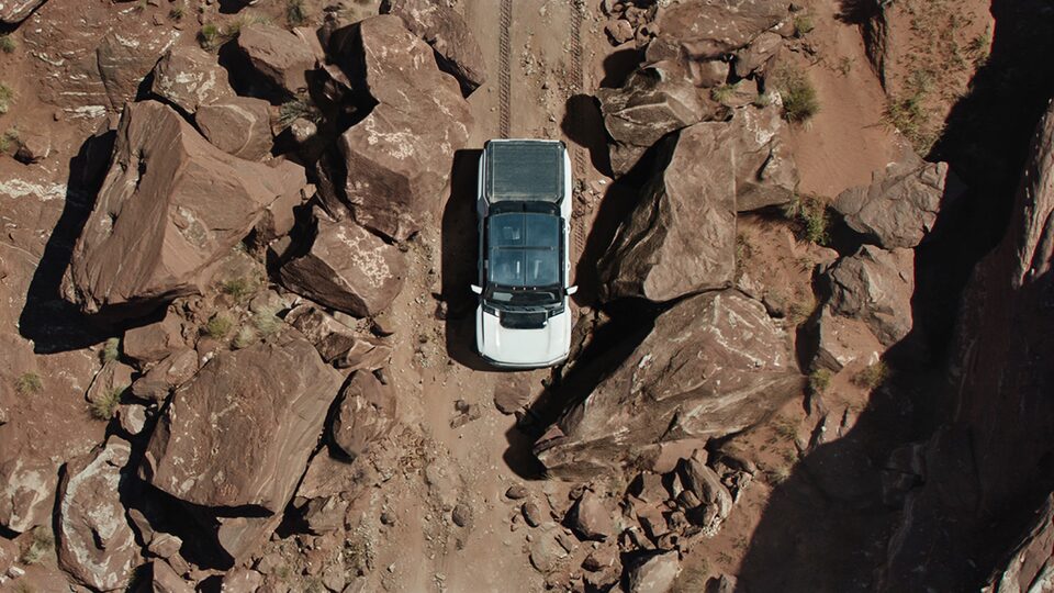 Aerial view of the 2020 GMC HUMMER EV Electric Truck video