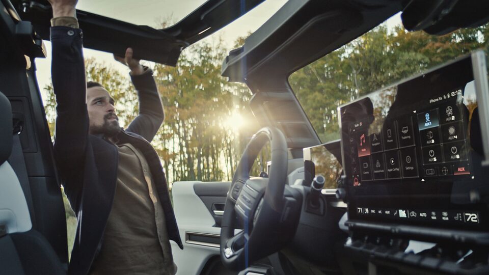 Video screenshot of 2020 GMC HUMMER EV Electric Truck front seat view