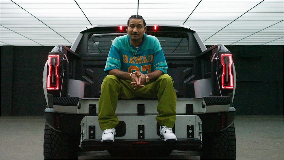 Don C in HUMMER EV electric truck bed